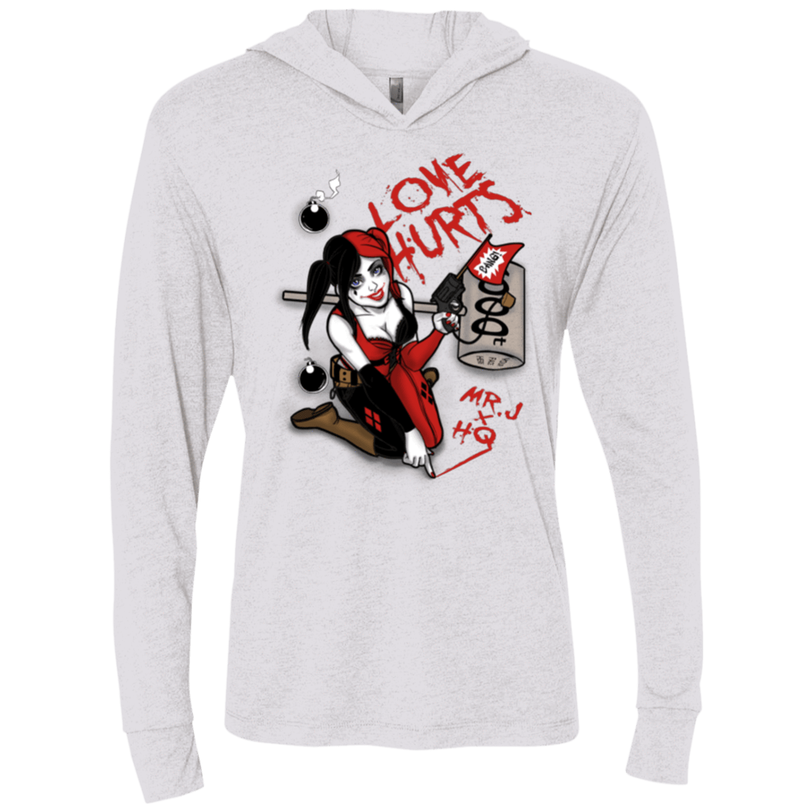 T-Shirts Heather White / X-Small Love Hurts Triblend Long Sleeve Hoodie Tee