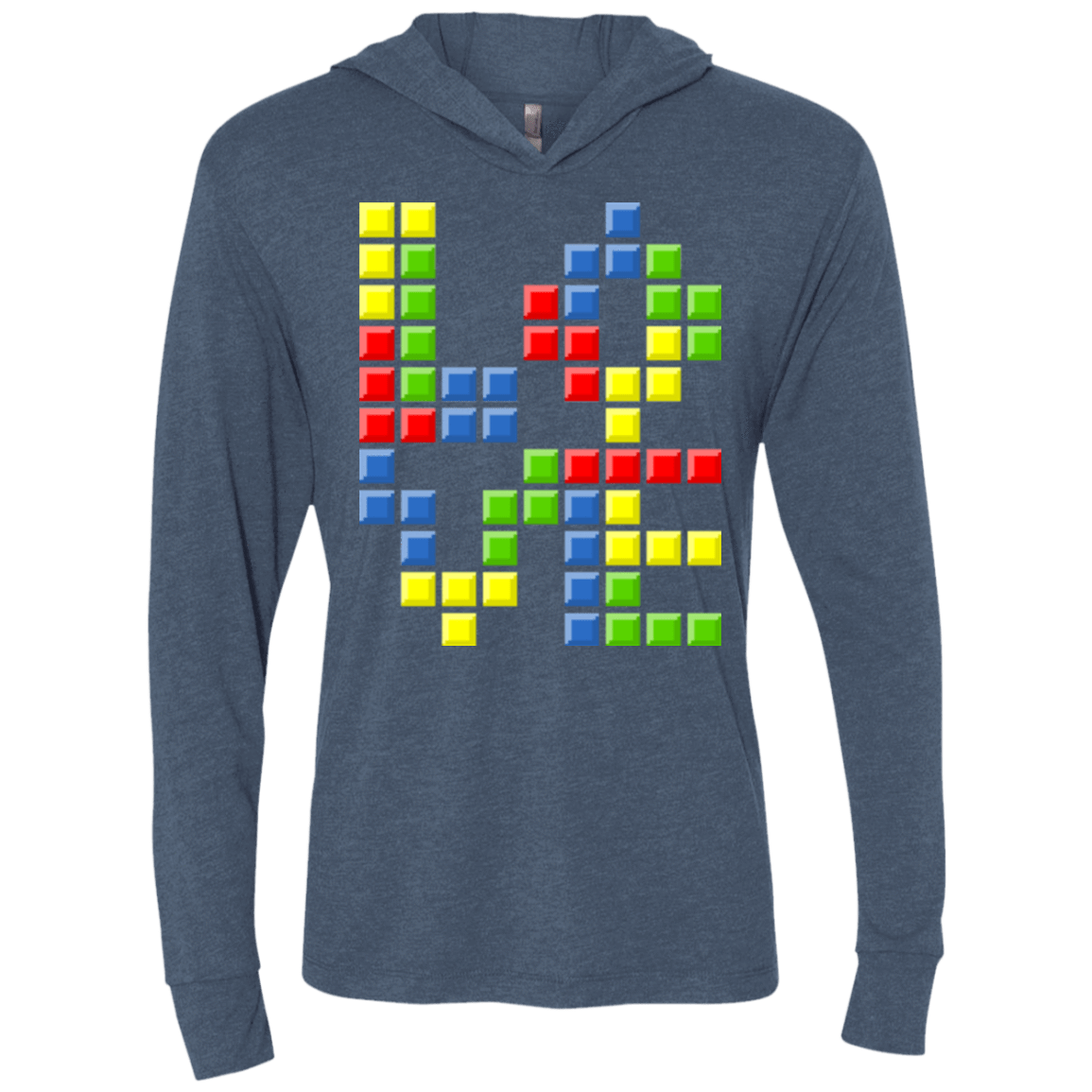 T-Shirts Indigo / X-Small Love Puzzles Triblend Long Sleeve Hoodie Tee