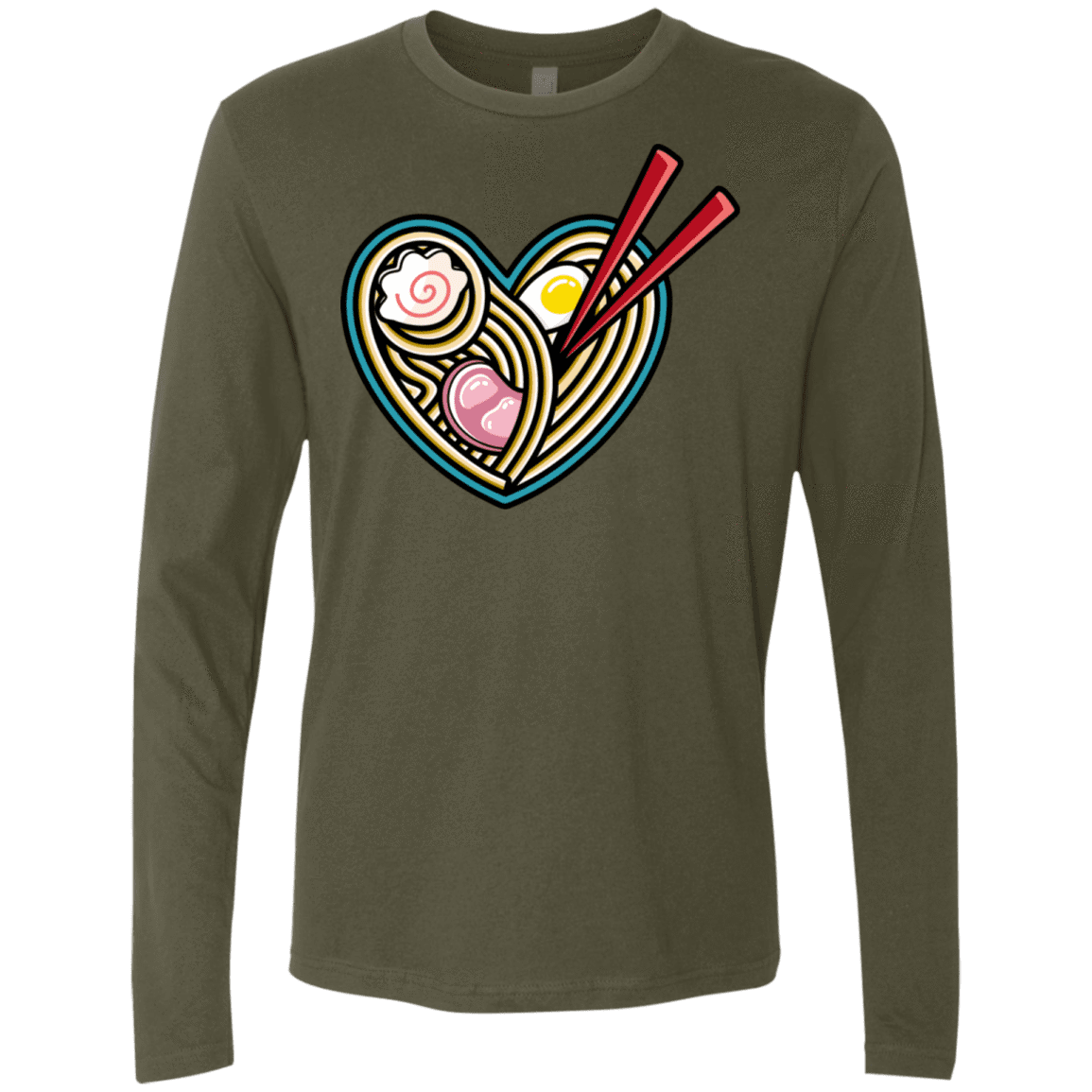 T-Shirts Military Green / S Love Ramen Men's Premium Long Sleeve