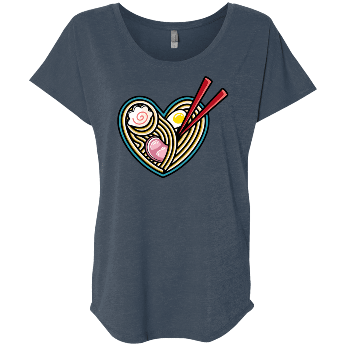 T-Shirts Indigo / X-Small Love Ramen Triblend Dolman Sleeve
