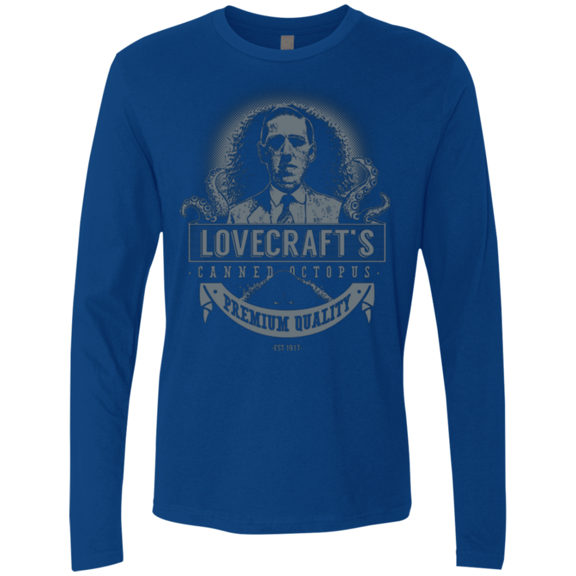 T-Shirts Royal / Small Lovecraft Canned Octopus Men's Premium Long Sleeve