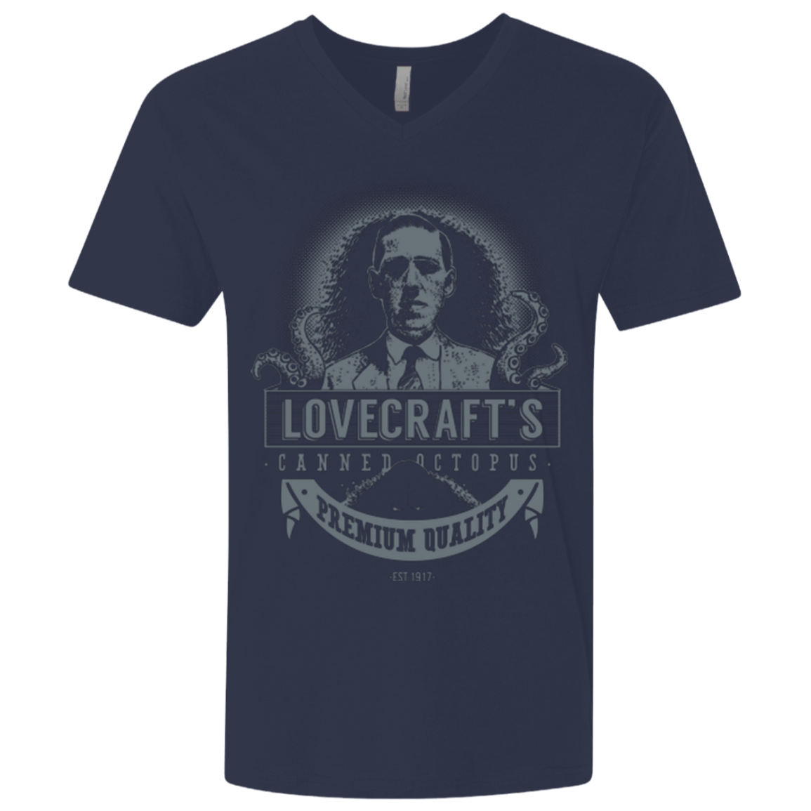 T-Shirts Midnight Navy / X-Small Lovecraft Canned Octopus Men's Premium V-Neck