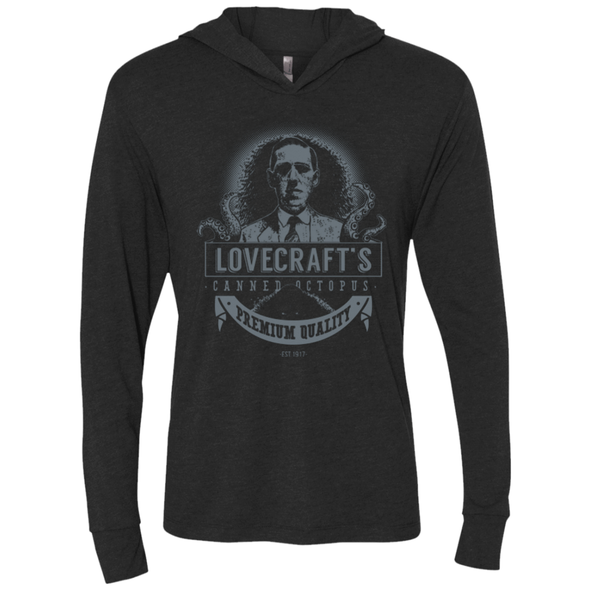 T-Shirts Vintage Black / X-Small Lovecraft Canned Octopus Triblend Long Sleeve Hoodie Tee