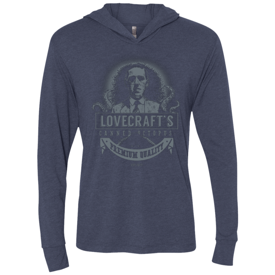 T-Shirts Vintage Navy / X-Small Lovecraft Canned Octopus Triblend Long Sleeve Hoodie Tee