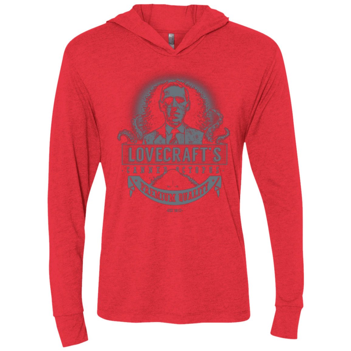 T-Shirts Vintage Red / X-Small Lovecraft Canned Octopus Triblend Long Sleeve Hoodie Tee
