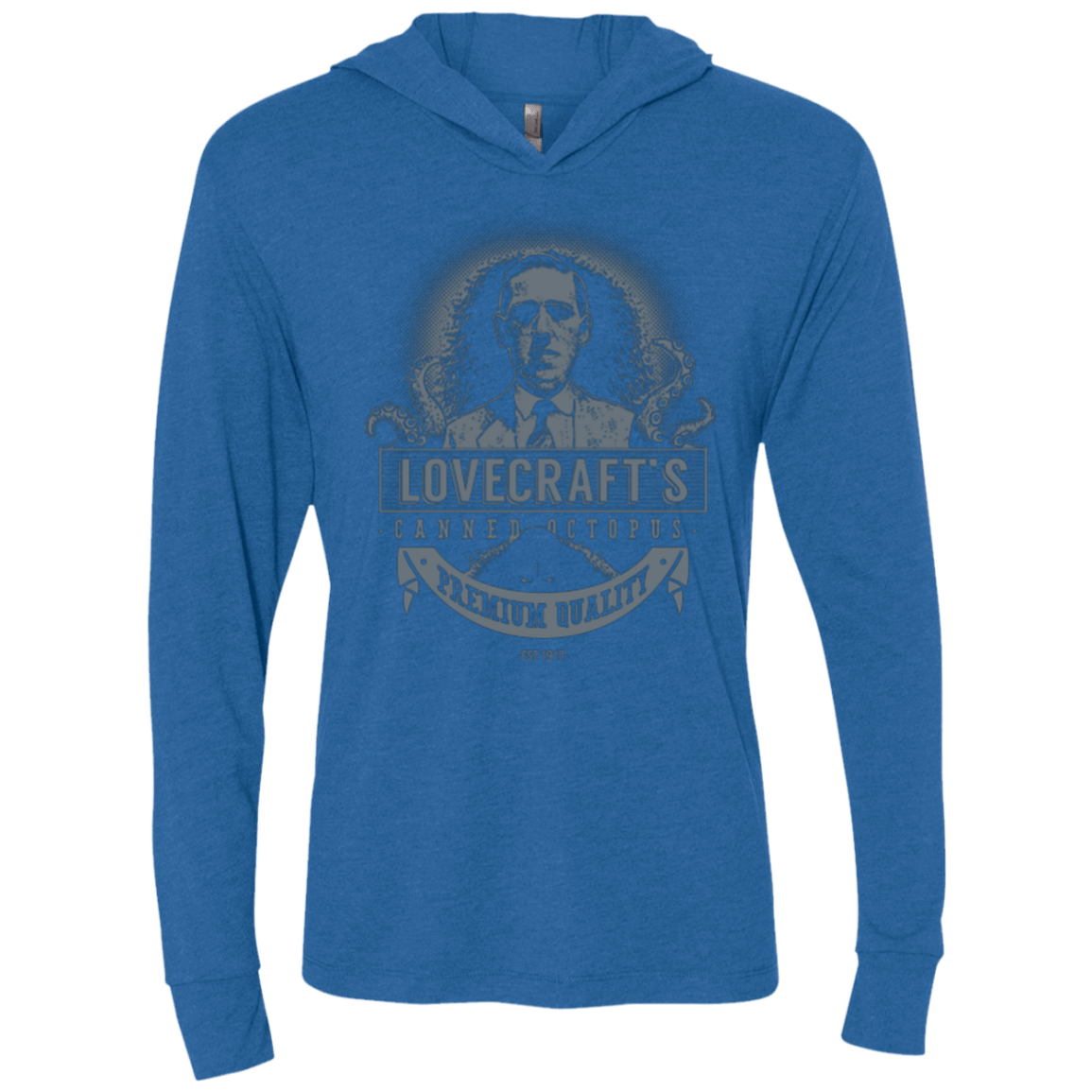T-Shirts Vintage Royal / X-Small Lovecraft Canned Octopus Triblend Long Sleeve Hoodie Tee