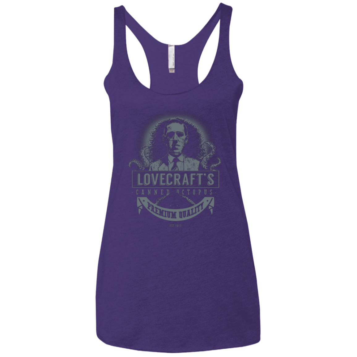 T-Shirts Purple / X-Small Lovecraft Canned Octopus Women's Triblend Racerback Tank