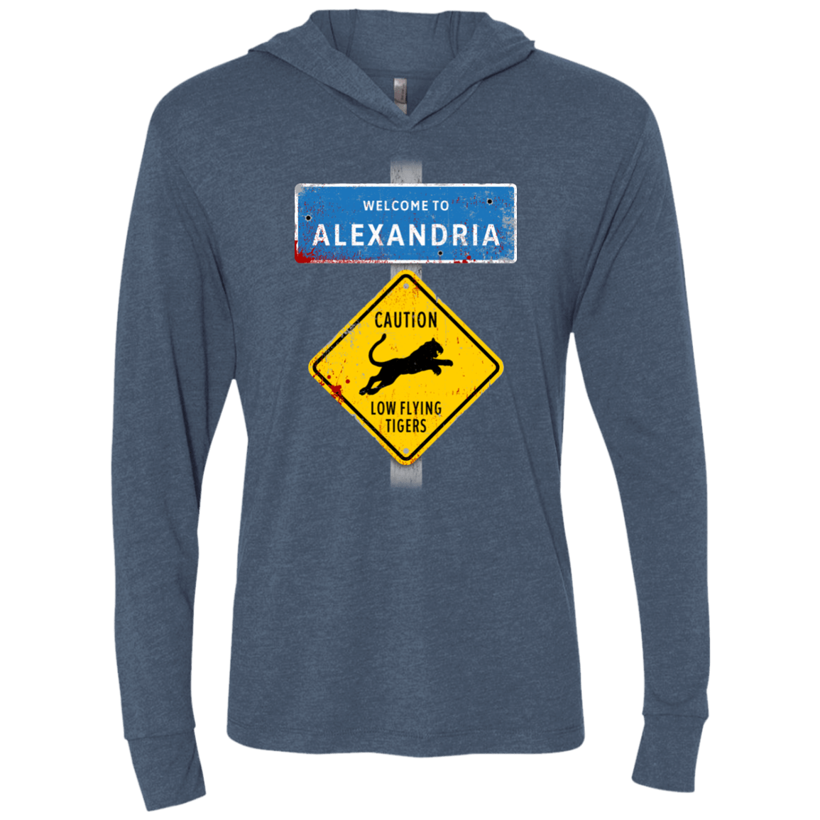 T-Shirts Indigo / X-Small Low Flying Tigers Triblend Long Sleeve Hoodie Tee