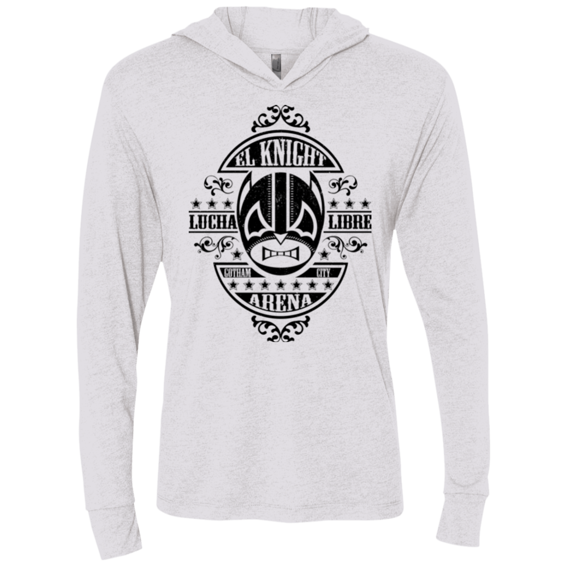 T-Shirts Heather White / X-Small Lucha Knight Triblend Long Sleeve Hoodie Tee