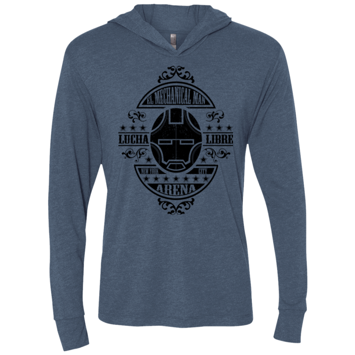 T-Shirts Indigo / X-Small Lucha Mechanical Man Triblend Long Sleeve Hoodie Tee