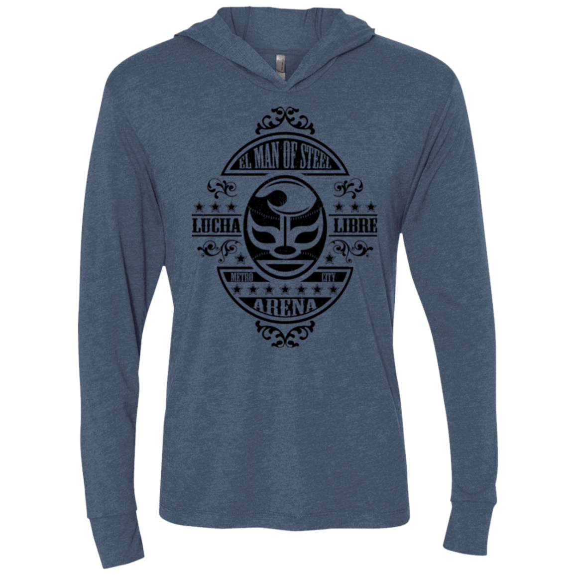 T-Shirts Indigo / X-Small luchamanofsteel Triblend Long Sleeve Hoodie Tee