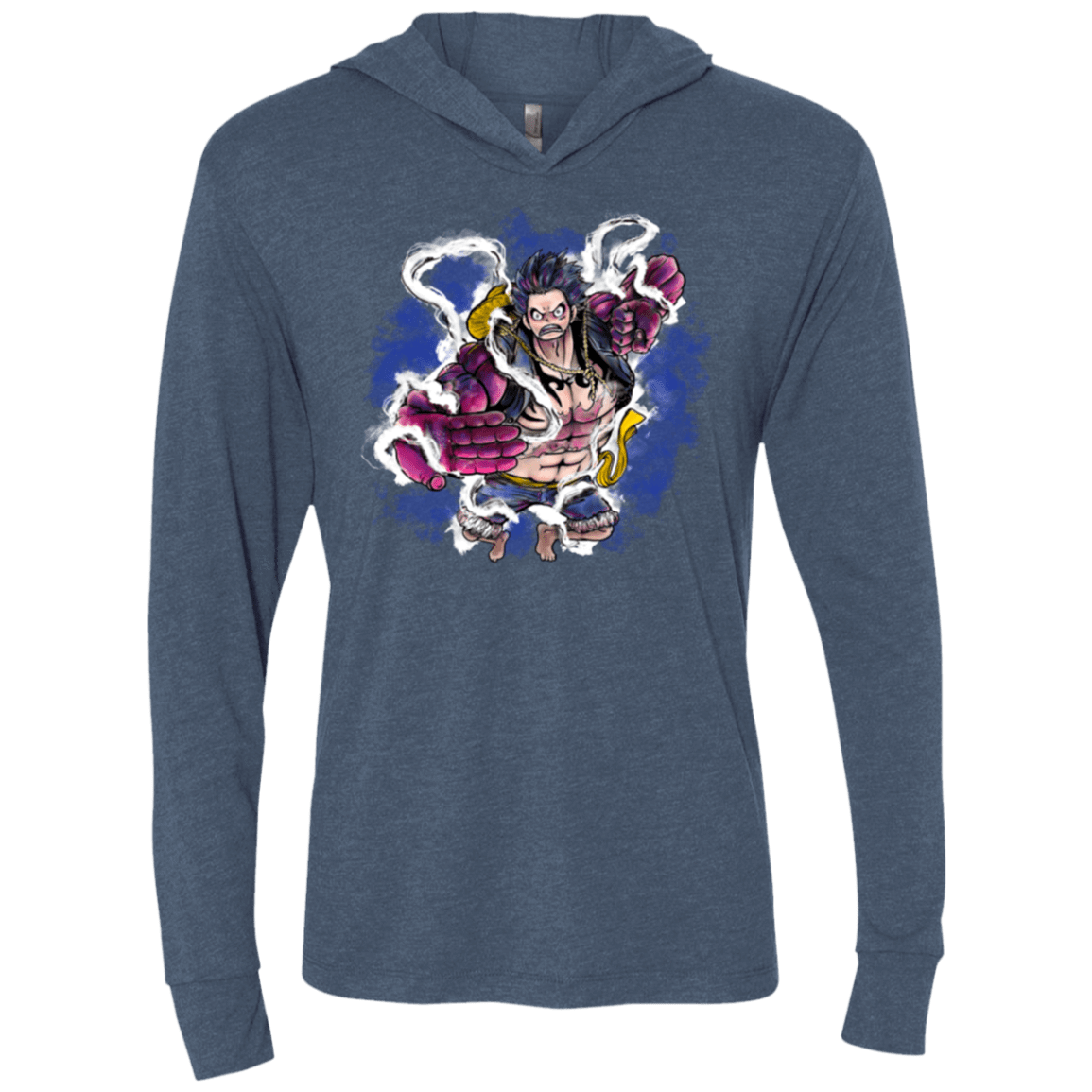 T-Shirts Indigo / X-Small Luffy 3 Triblend Long Sleeve Hoodie Tee