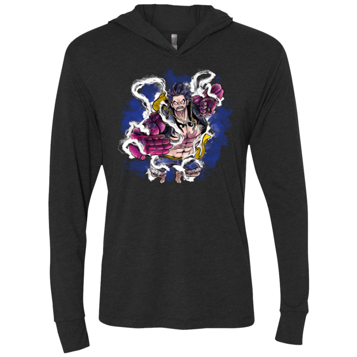 T-Shirts Vintage Black / X-Small Luffy 3 Triblend Long Sleeve Hoodie Tee