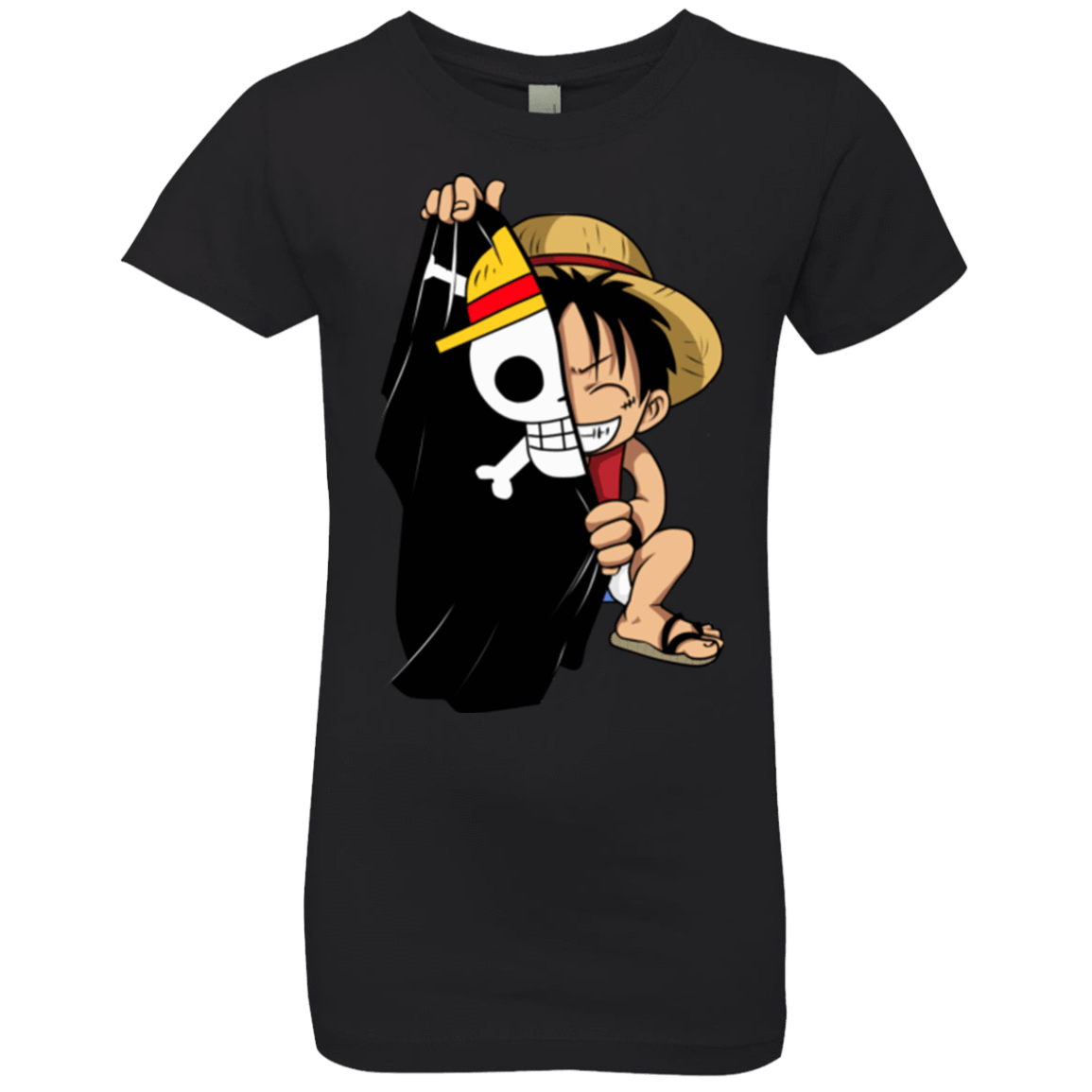 T-Shirts Black / YXS Luffy Flag One Piece Girls Premium T-Shirt