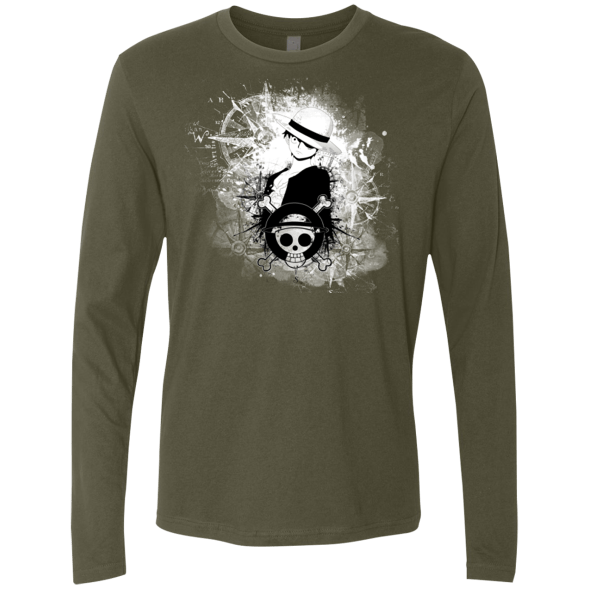 T-Shirts Military Green / Small Luffy Men's Premium Long Sleeve