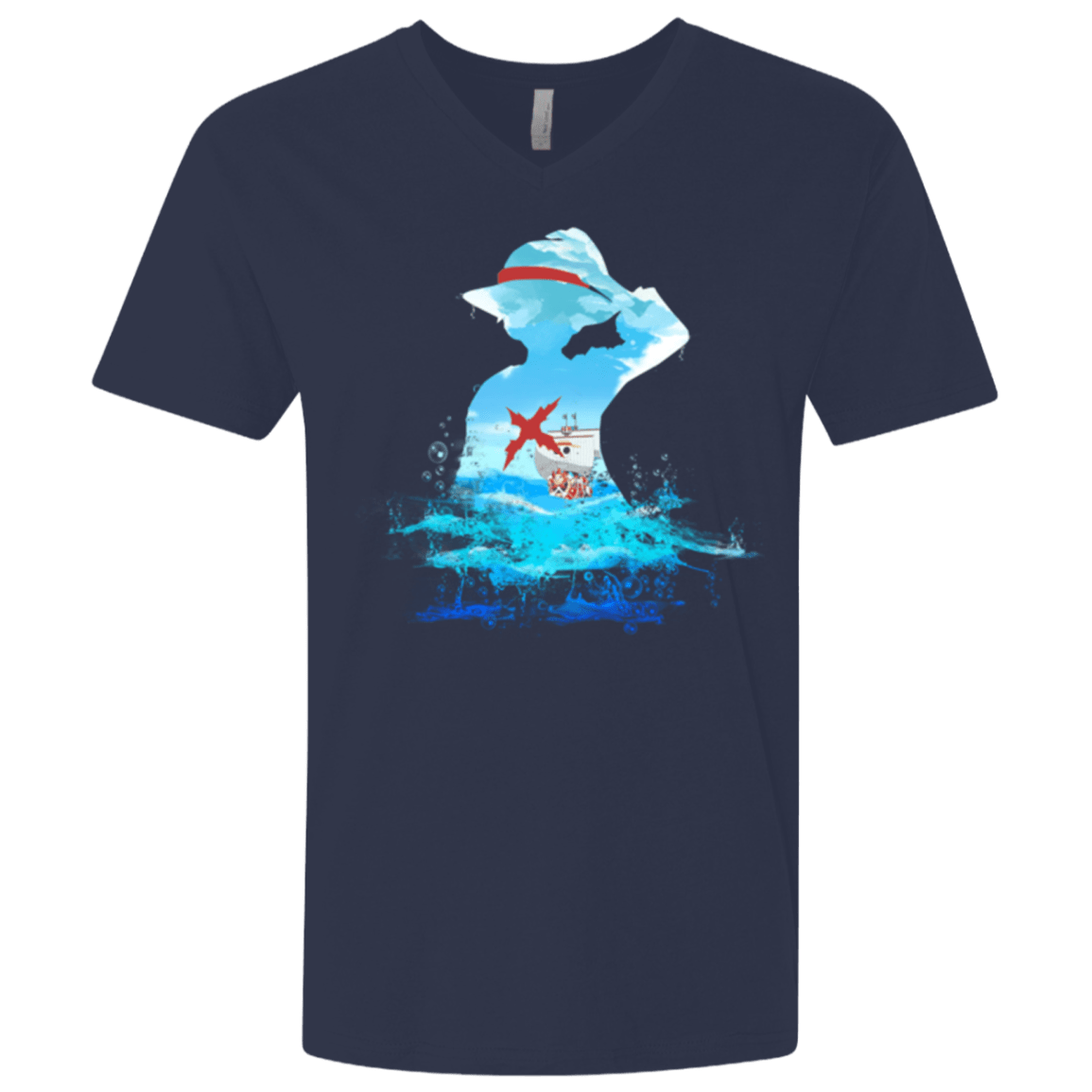 T-Shirts Midnight Navy / X-Small Luffy sea 2 Men's Premium V-Neck