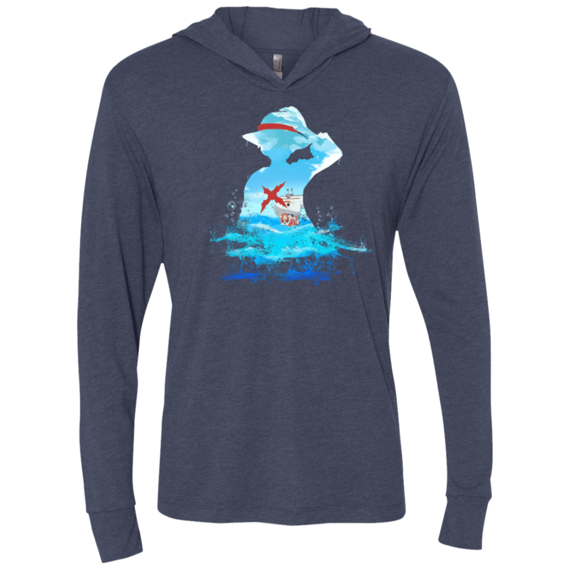 T-Shirts Vintage Navy / X-Small Luffy sea 2 Triblend Long Sleeve Hoodie Tee