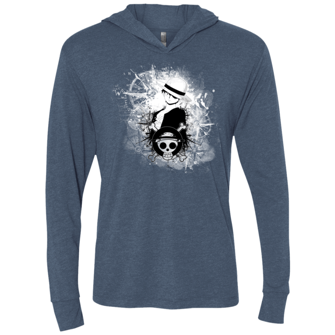 T-Shirts Indigo / X-Small Luffy Triblend Long Sleeve Hoodie Tee