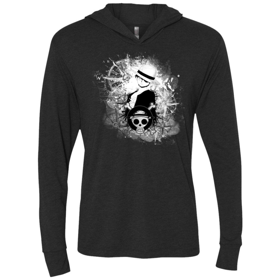 T-Shirts Vintage Black / X-Small Luffy Triblend Long Sleeve Hoodie Tee