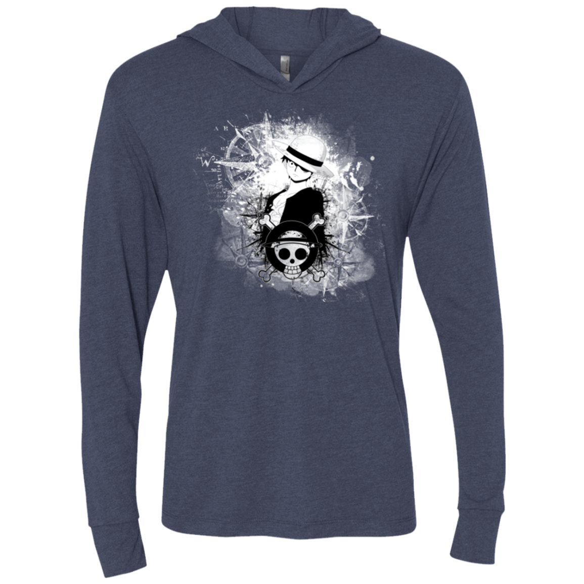 T-Shirts Vintage Navy / X-Small Luffy Triblend Long Sleeve Hoodie Tee