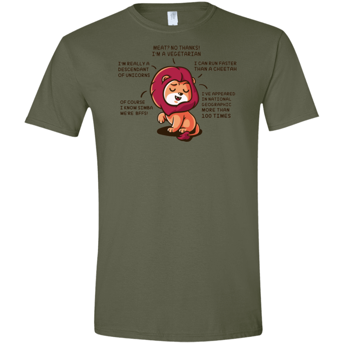 T-Shirts Military Green / S Lyin Lion Men's Semi-Fitted Softstyle