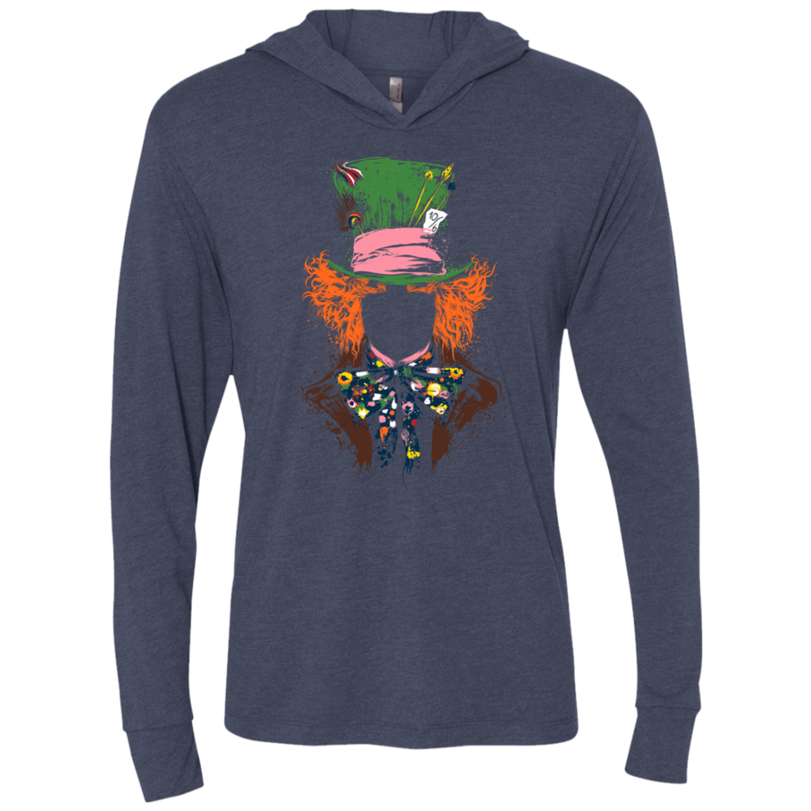 T-Shirts Vintage Navy / X-Small Mad Hatter Triblend Long Sleeve Hoodie Tee