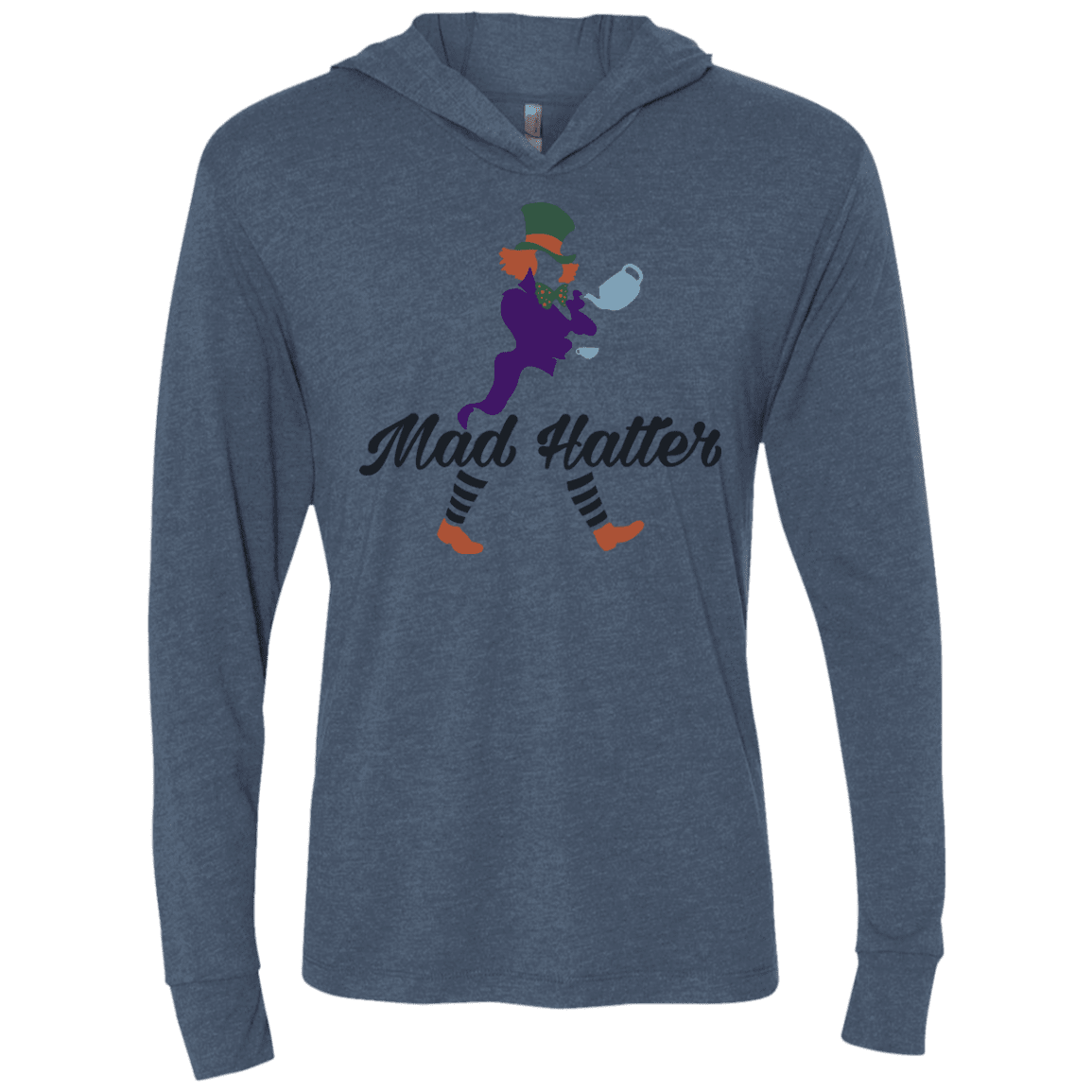 T-Shirts Indigo / X-Small Mad Hattter Triblend Long Sleeve Hoodie Tee