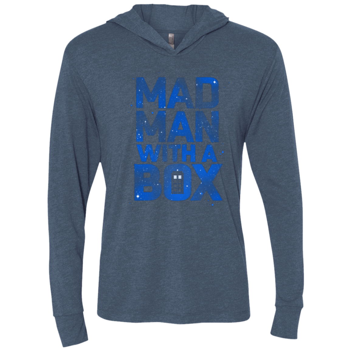 T-Shirts Indigo / X-Small Mad Man Box Triblend Long Sleeve Hoodie Tee