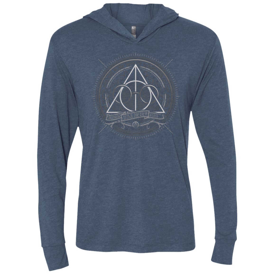 T-Shirts Indigo / X-Small Magic Will Never End Triblend Long Sleeve Hoodie Tee