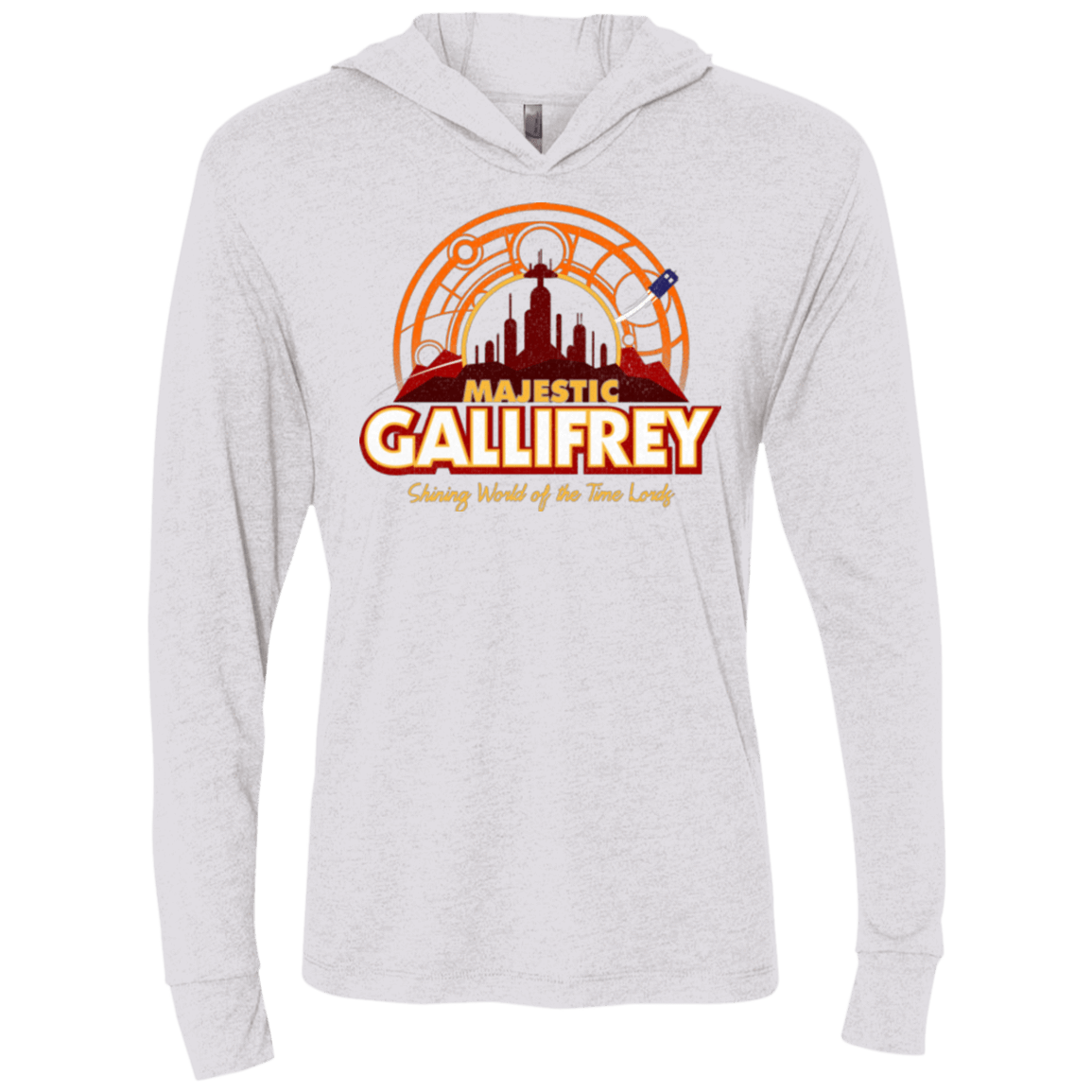 T-Shirts Heather White / X-Small Majestic Gallifrey Triblend Long Sleeve Hoodie Tee