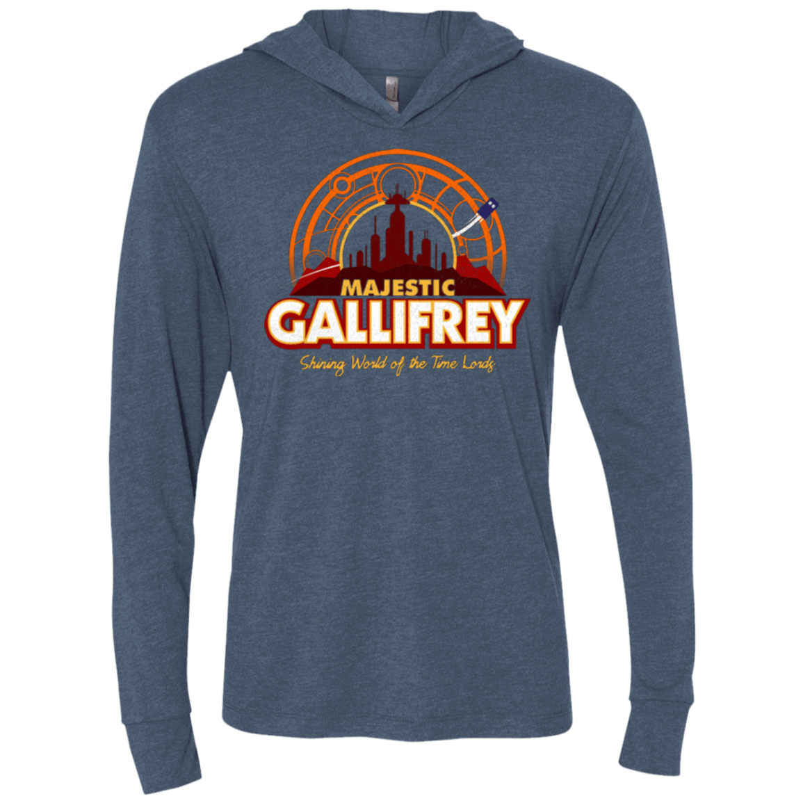 T-Shirts Indigo / X-Small Majestic Gallifrey Triblend Long Sleeve Hoodie Tee