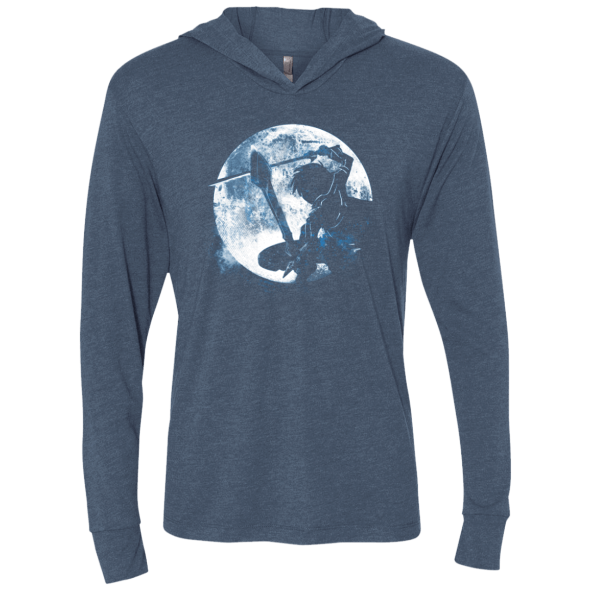 T-Shirts Indigo / X-Small Male Gamer Moon Triblend Long Sleeve Hoodie Tee
