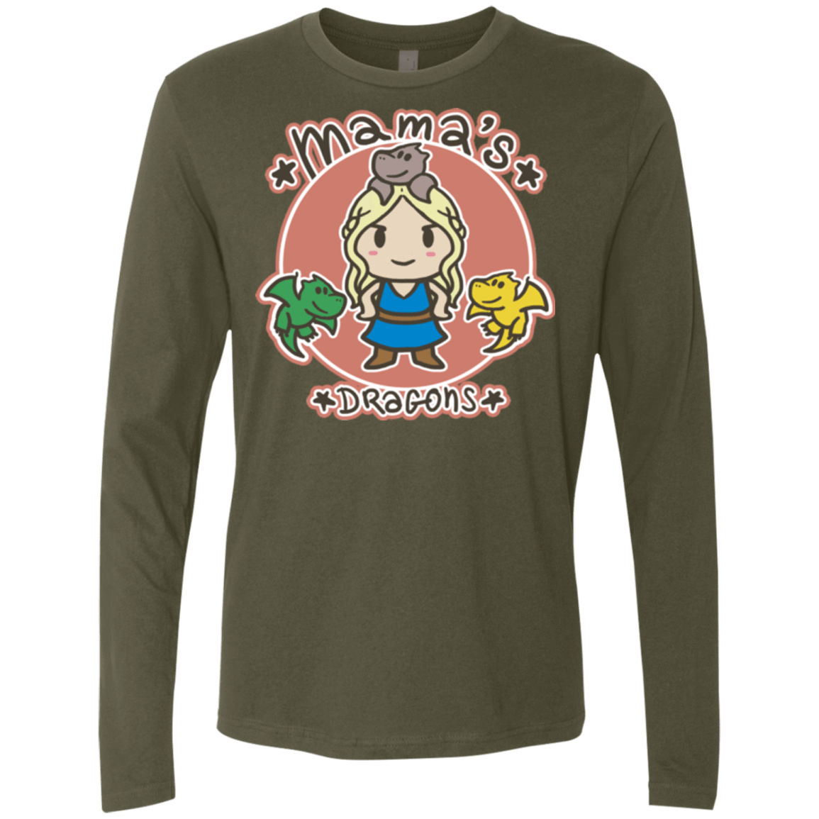 T-Shirts Military Green / Small Mamas Dragons Men's Premium Long Sleeve