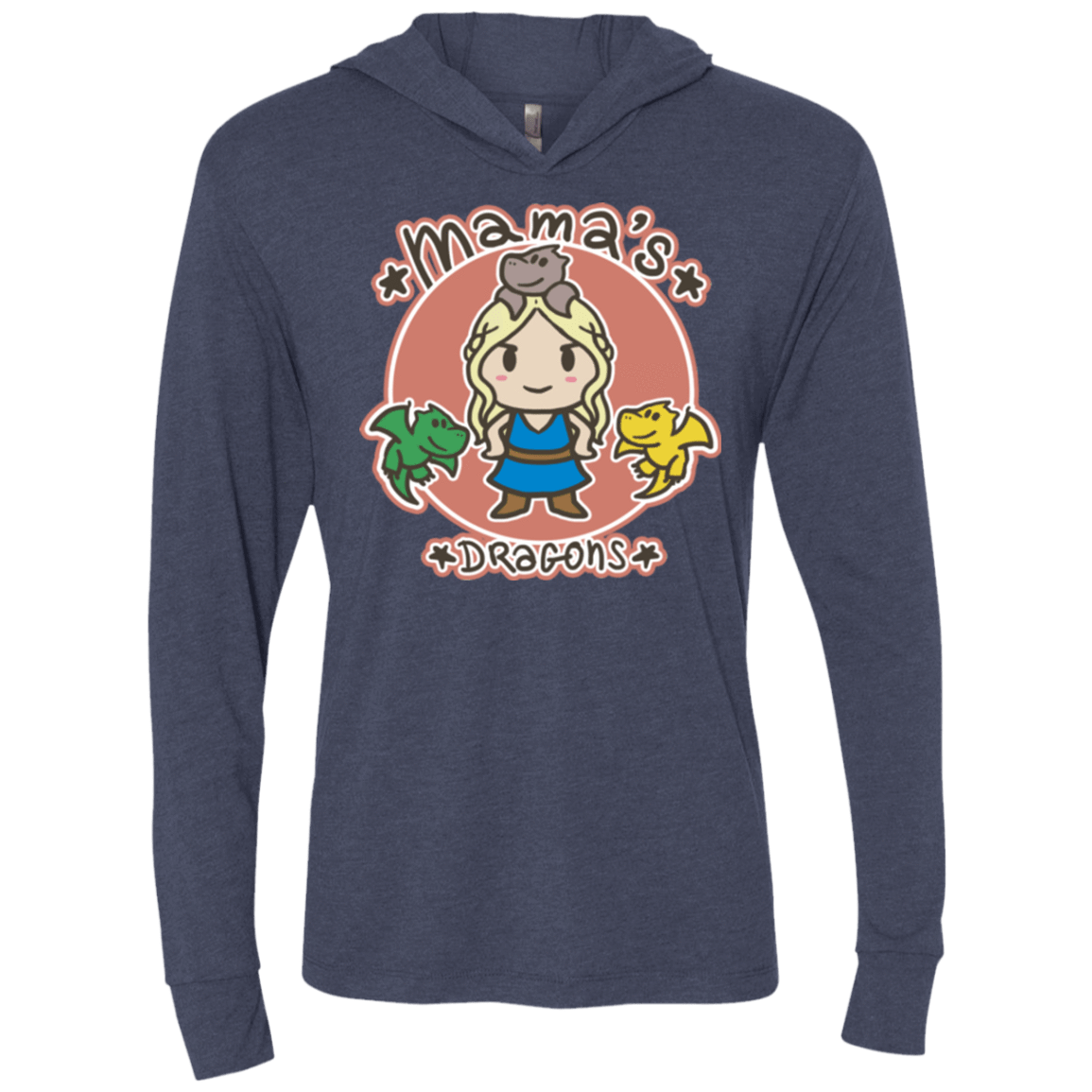 T-Shirts Vintage Navy / X-Small Mamas Dragons Triblend Long Sleeve Hoodie Tee