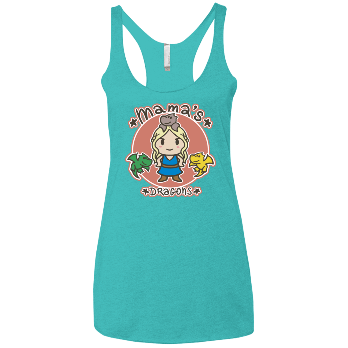 T-Shirts Tahiti Blue / X-Small Mamas Dragons Women's Triblend Racerback Tank