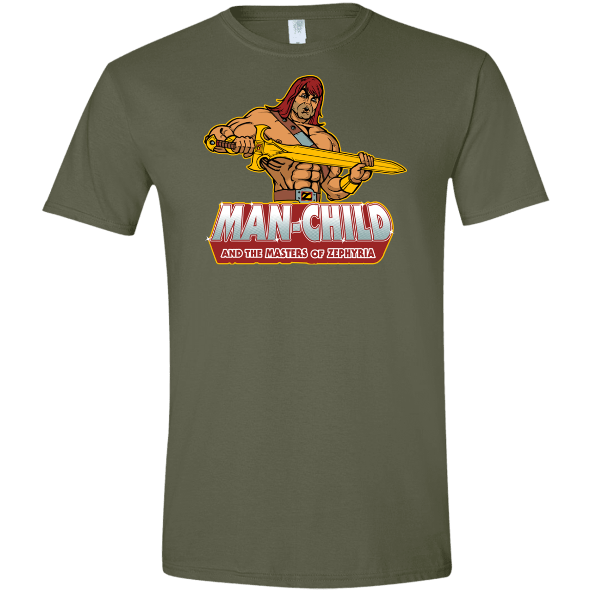 T-Shirts Military Green / S Man Child Men's Semi-Fitted Softstyle