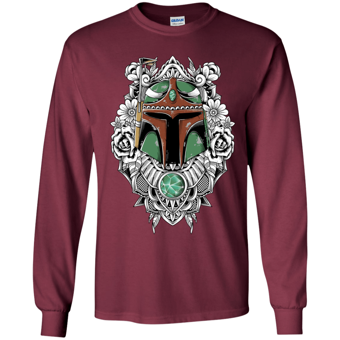 T-Shirts Maroon / YS Mandalorian Warrior Youth Long Sleeve T-Shirt