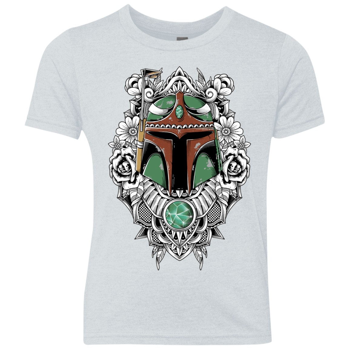 T-Shirts Heather White / YXS Mandalorian Warrior Youth Triblend T-Shirt