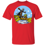 T-Shirts Red / S Mandalorian Yoda Calvin Circle T-Shirt