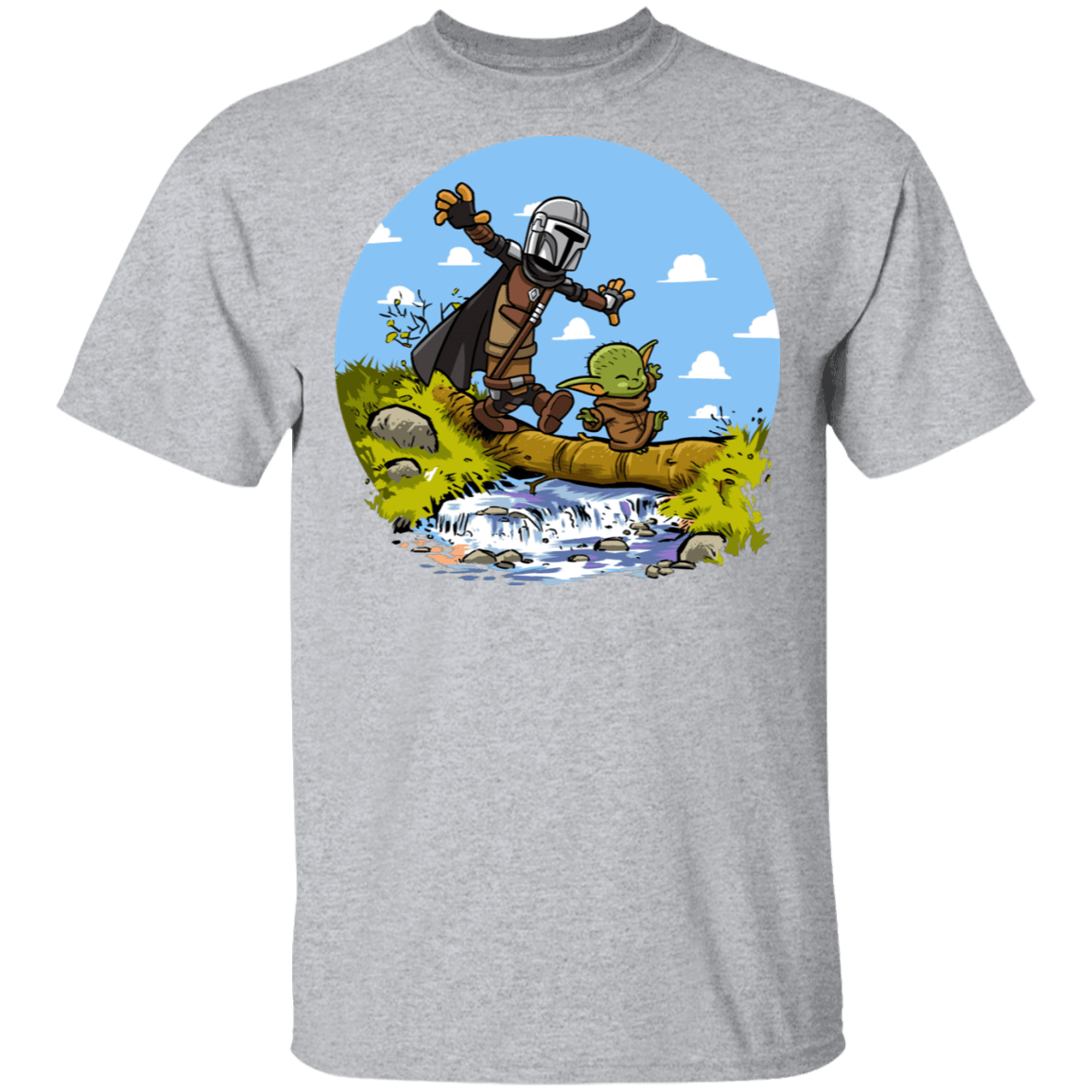 T-Shirts Sport Grey / S Mandalorian Yoda Calvin Circle T-Shirt