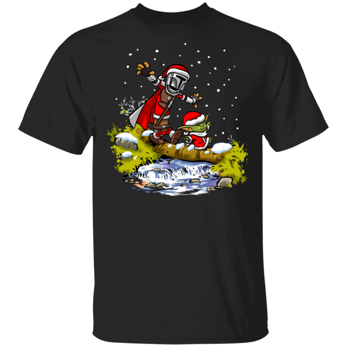 T-Shirts Black / S Mandalorian Yoda Calvin Noel T-Shirt