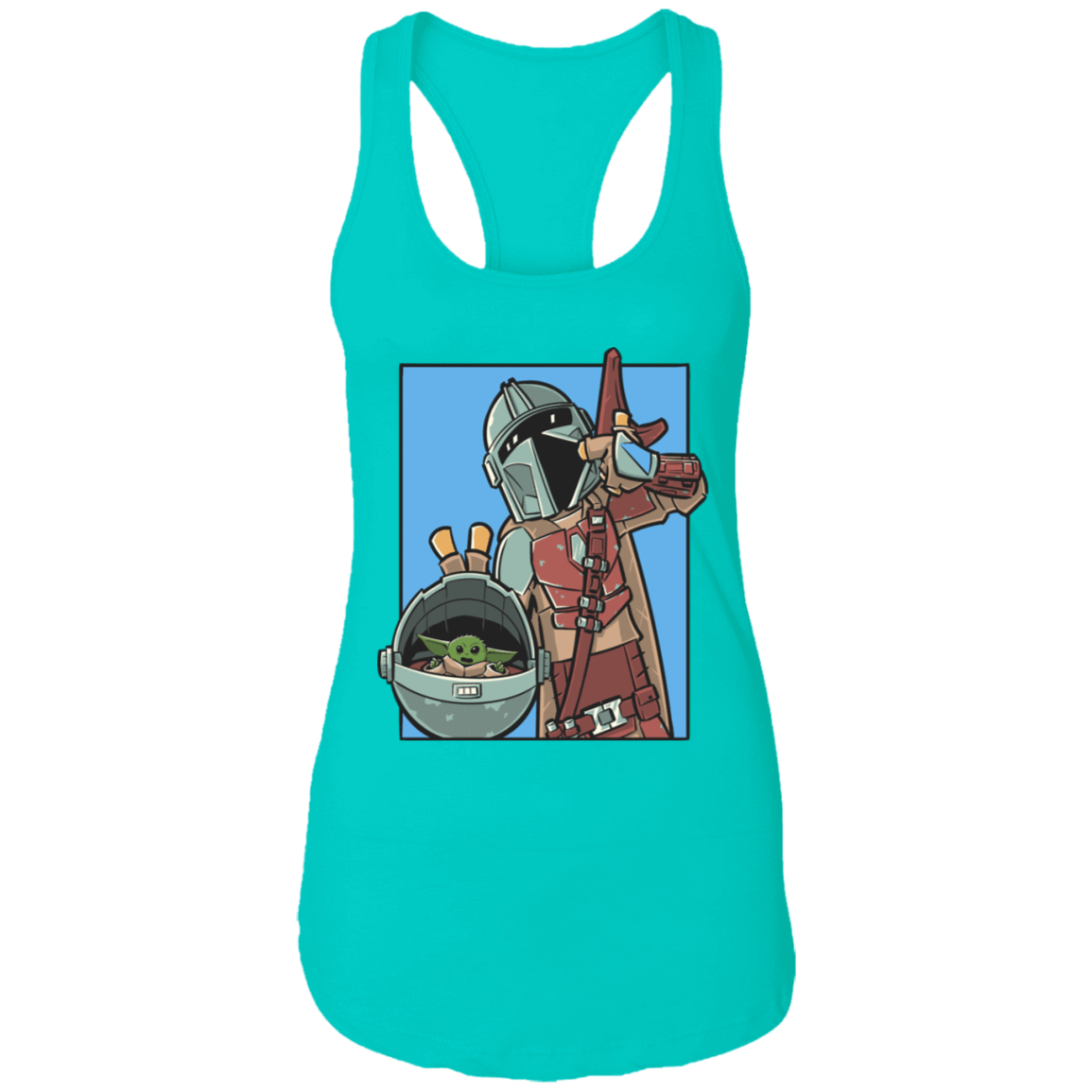 T-Shirts Tahiti Blue / X-Small Mando and the Child Women's Premium Racerback Tank