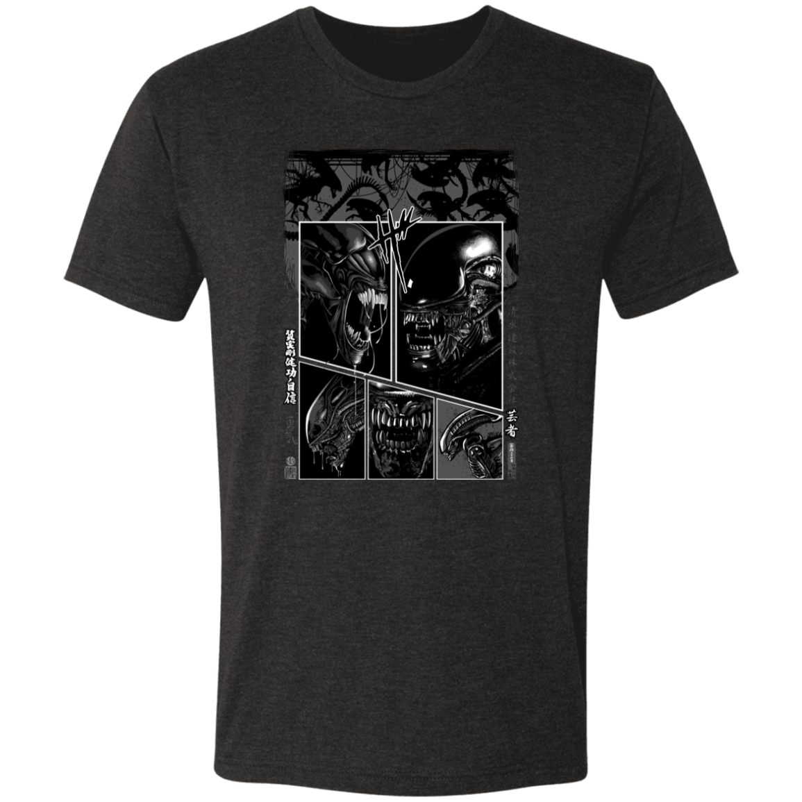 T-Shirts Vintage Black / S Manga Alien Men's Triblend T-Shirt