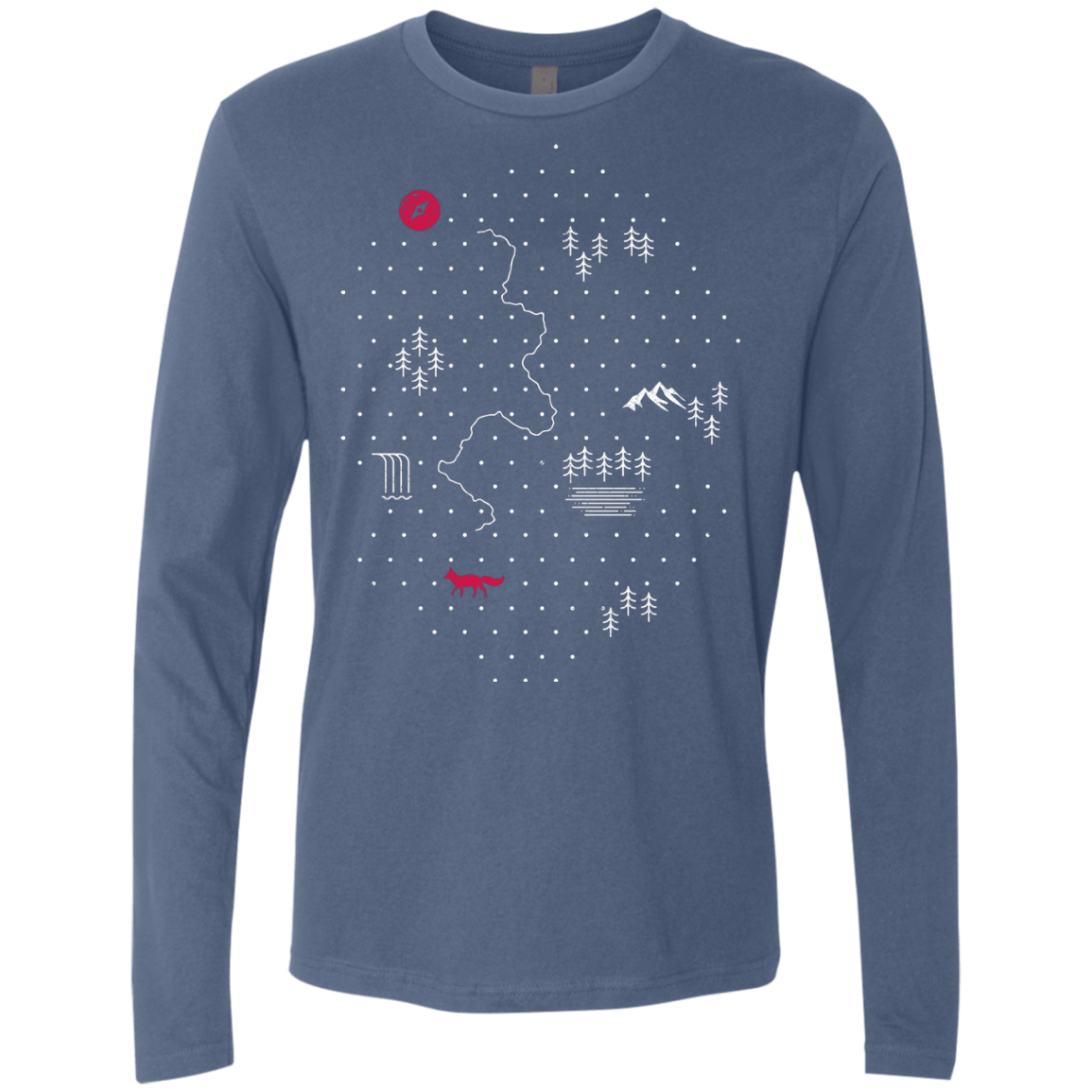 T-Shirts Indigo / S Map of Nature Men's Premium Long Sleeve