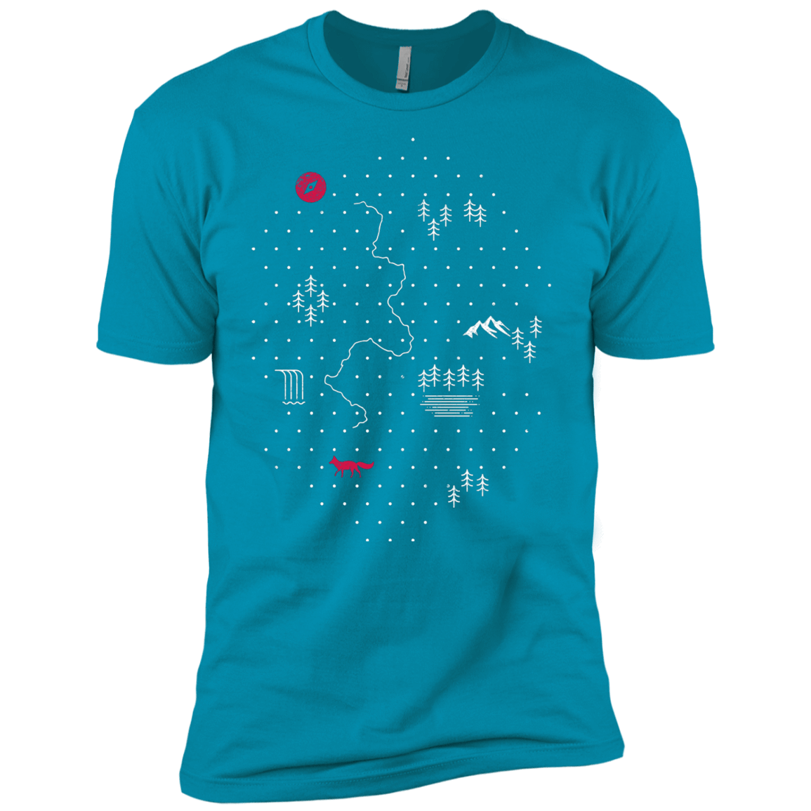 T-Shirts Turquoise / X-Small Map of Nature Men's Premium T-Shirt
