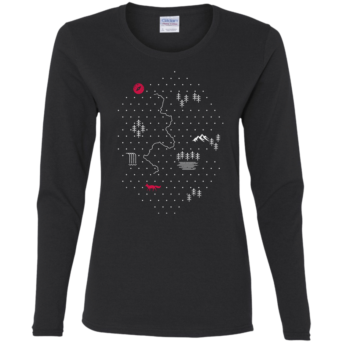 T-Shirts Black / S Map of Nature Women's Long Sleeve T-Shirt