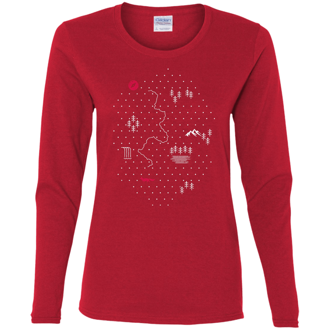 T-Shirts Red / S Map of Nature Women's Long Sleeve T-Shirt