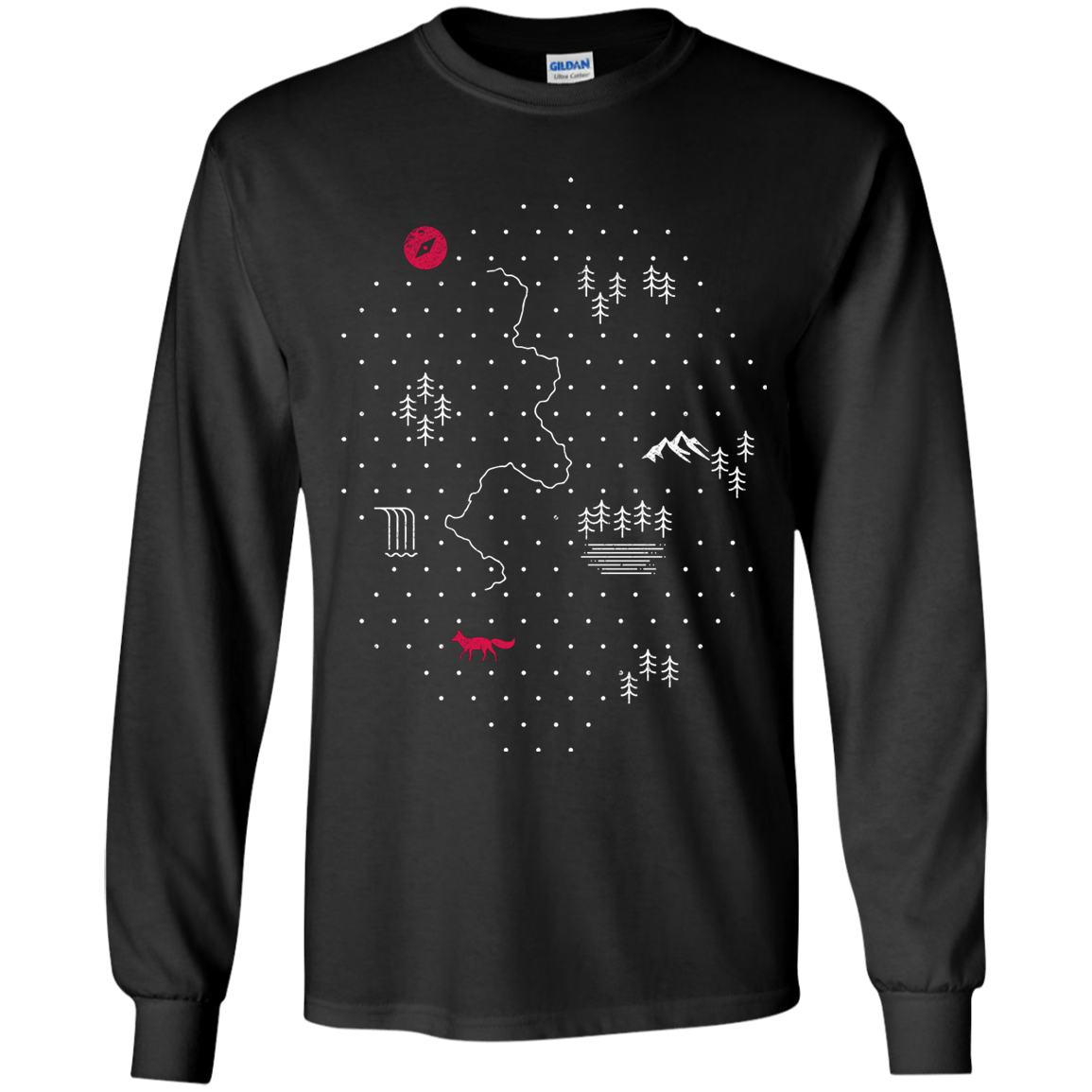 T-Shirts Black / YS Map of Nature Youth Long Sleeve T-Shirt