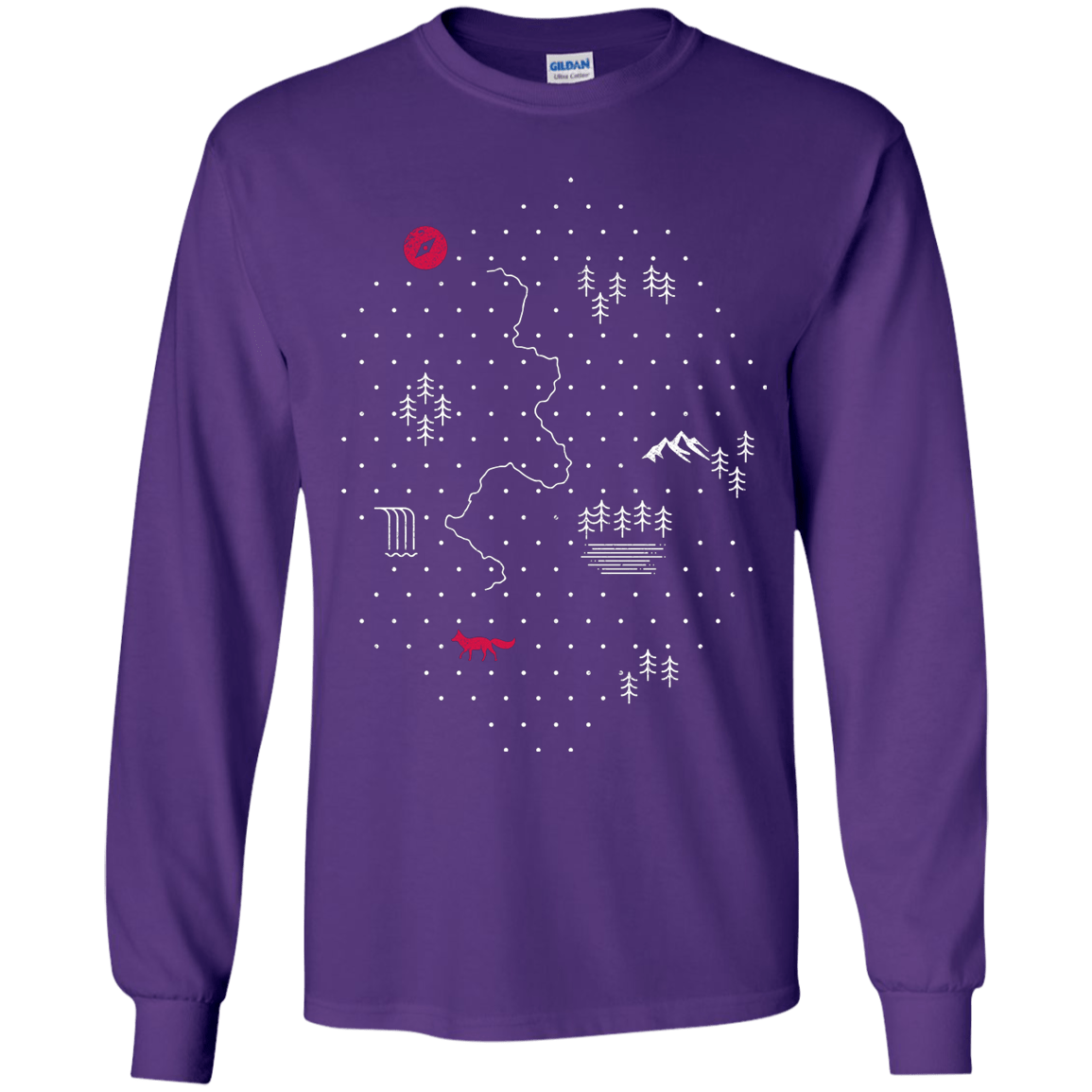 T-Shirts Purple / YS Map of Nature Youth Long Sleeve T-Shirt