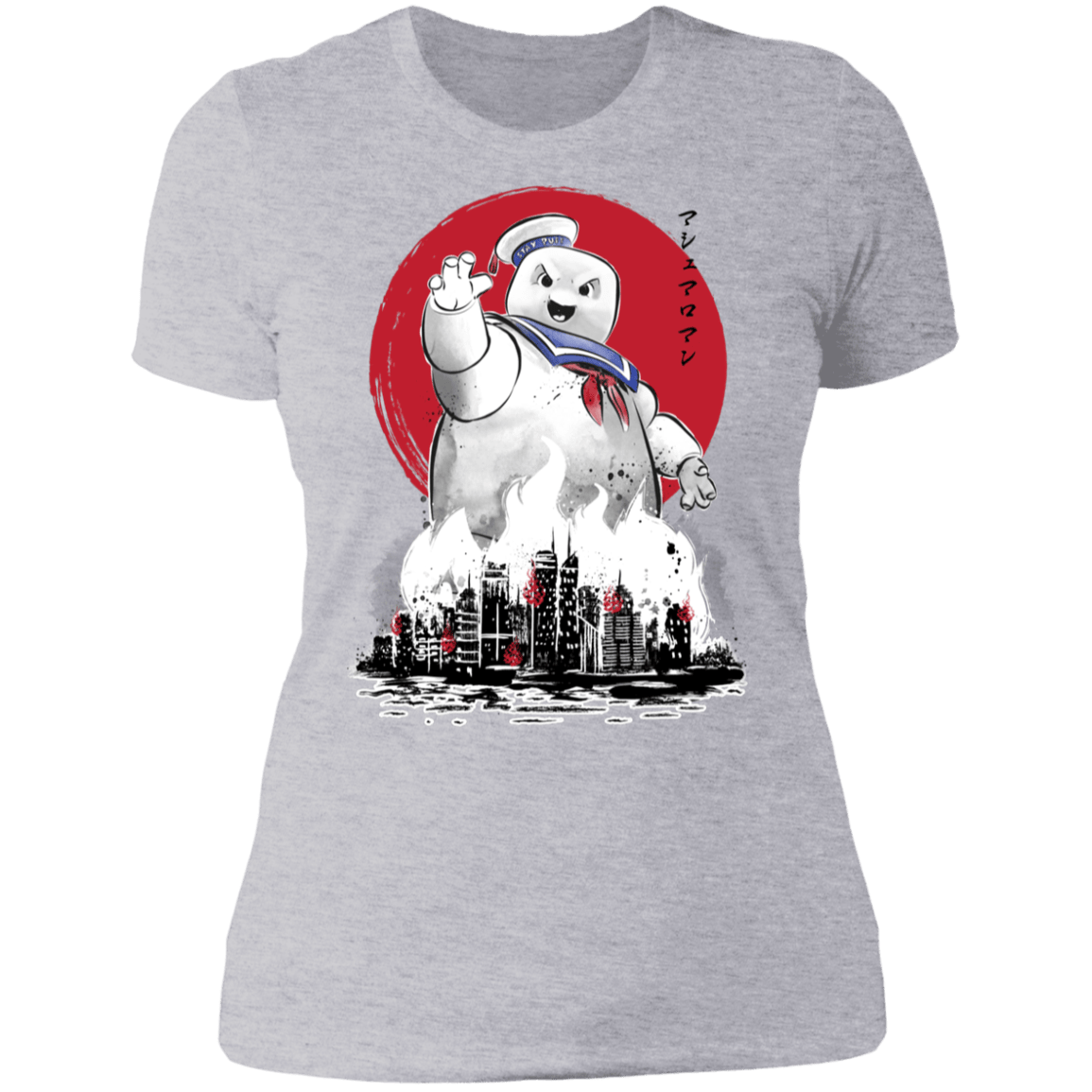T-Shirts Heather Grey / S Marshmallow Man sumi-e Women's Premium T-Shirt